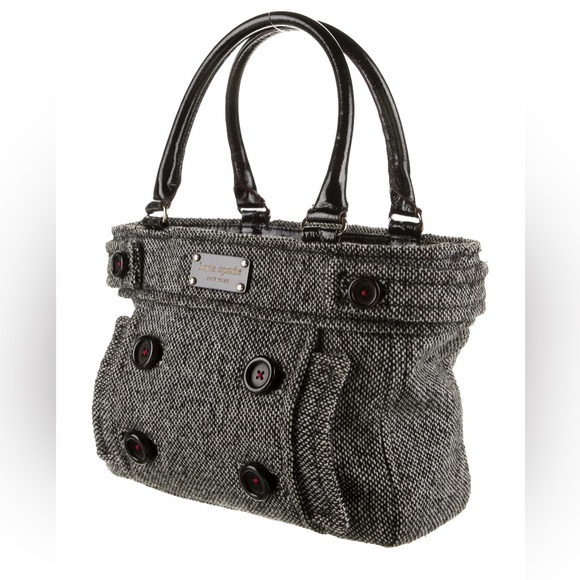 Kate Spade New York black & white knit shoulder bag/handbag. - Picture 2 of 5